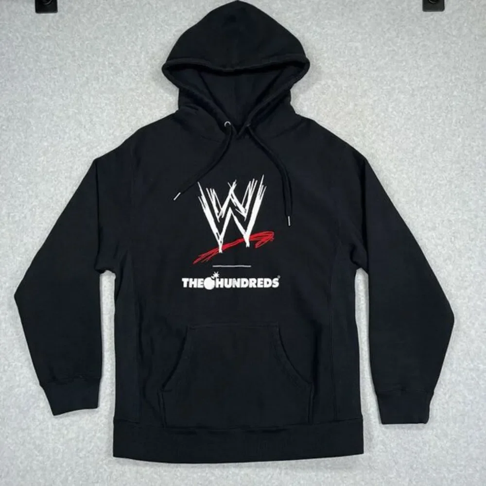 WWE Wrestling x The Hundreds Hoodie Size Medium Black Hooded Pullover Sweatshirt